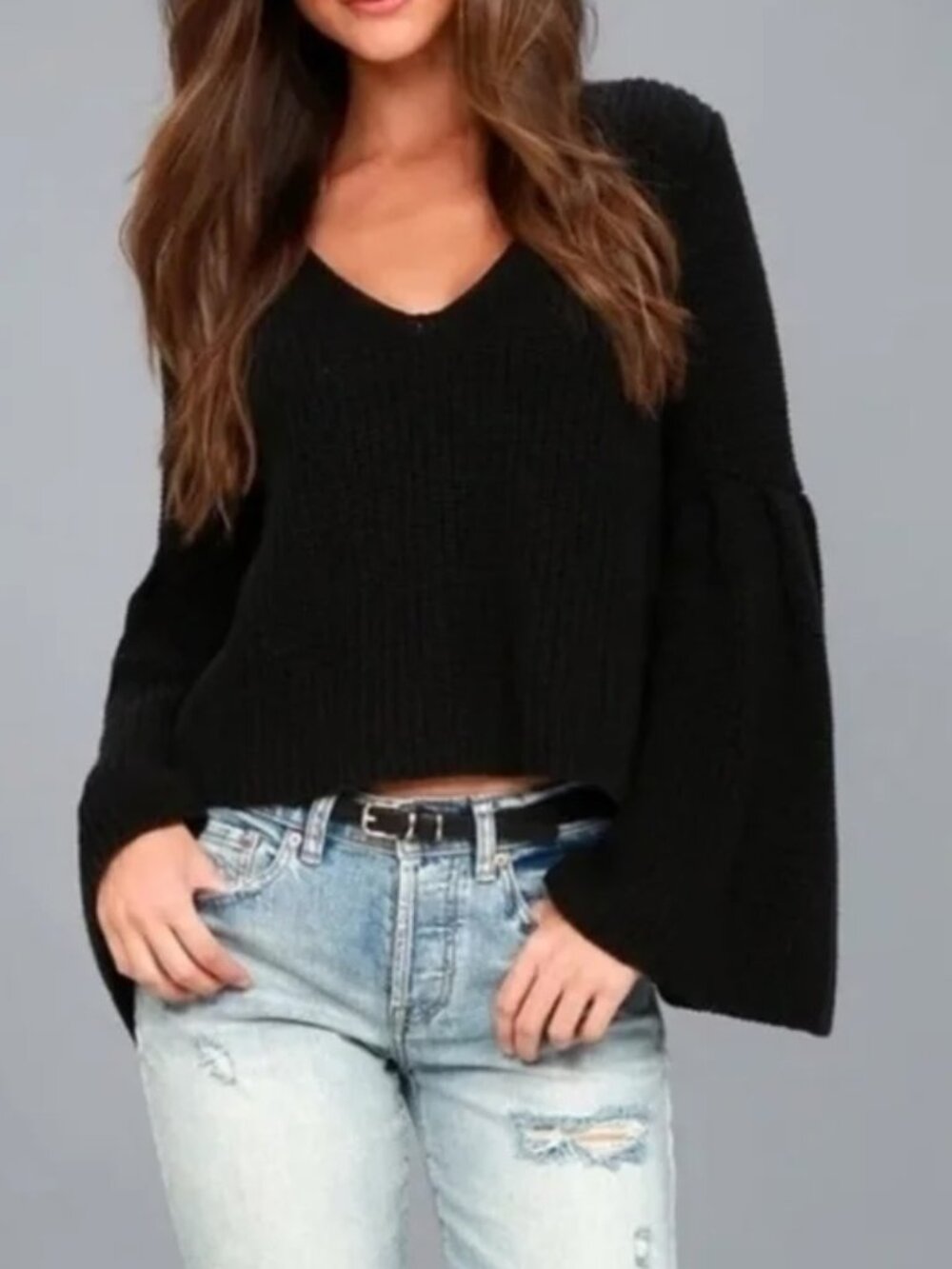 FREE PEOPLE Damsel Sweater Black